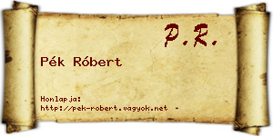 Pék Róbert névjegykártya